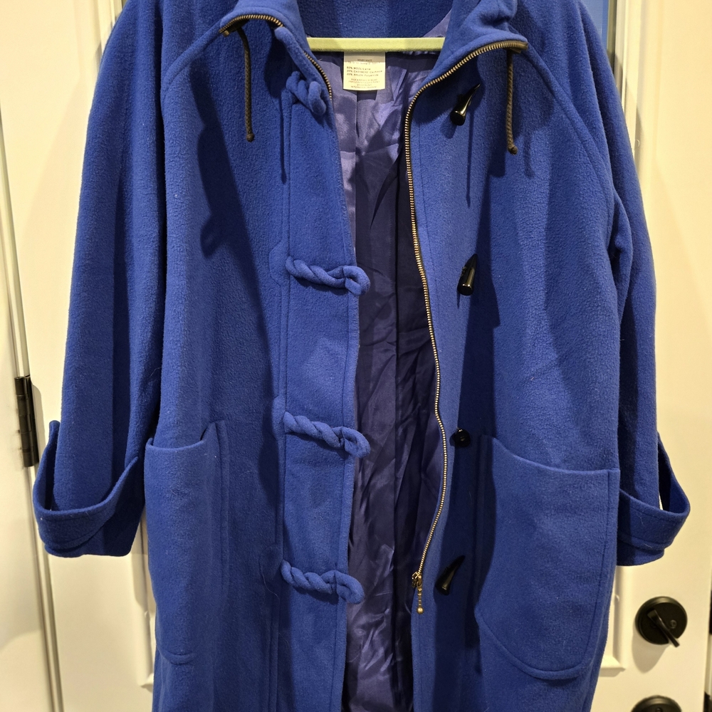 VTG Henry White Ireland Blue coat toggle/Zip Wool Cashmere Blend Women's Medium